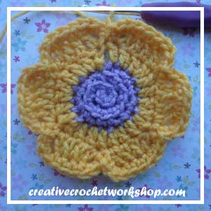 The Rapunzel Flower | Free Crochet Pattern | American Crochet @americancrochet.com @creativecrochetworkshop.com #freecrochetpattern
