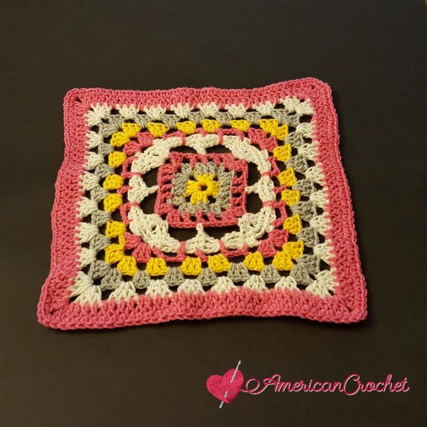 Rhapsody Flower Granny Square | Free Crochet Pattern | American Crochet @americancrochet.com #freecrochetpattern
