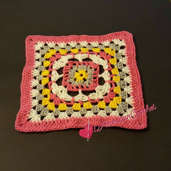 Rhapsody Flower Granny Square | Free Crochet Pattern | American Crochet @americancrochet.com #freecrochetpattern