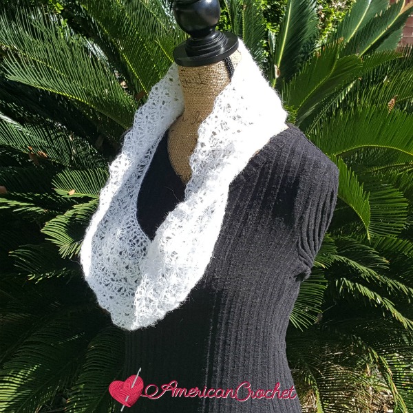 Shimmery Cloud Cowl | Crochet Pattern | American Crochet @americancrochet.com #crochetpattern