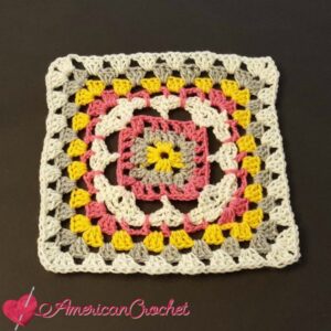 Rhapsody Flower Granny Square | Free Crochet Pattern | American Crochet @americancrochet.com #freecrochetpattern