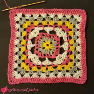 Rhapsody Flower Granny Square | Free Crochet Pattern | American Crochet @americancrochet.com #freecrochetpattern