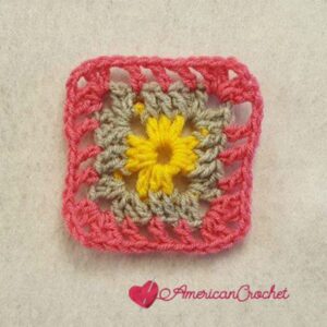 Rhapsody Flower Granny Square | Free Crochet Pattern | American Crochet @americancrochet.com #freecrochetpattern