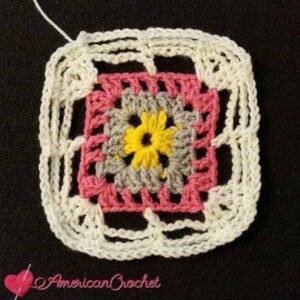 Rhapsody Flower Granny Square | Free Crochet Pattern | American Crochet @americancrochet.com #freecrochetpattern