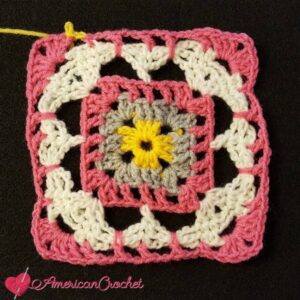 Rhapsody Flower Granny Square | Free Crochet Pattern | American Crochet @americancrochet.com #freecrochetpattern