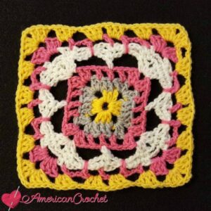 Rhapsody Flower Granny Square | Free Crochet Pattern | American Crochet @americancrochet.com #freecrochetpattern
