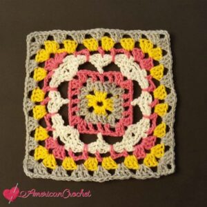 Rhapsody Flower Granny Square | Free Crochet Pattern | American Crochet @americancrochet.com #freecrochetpattern