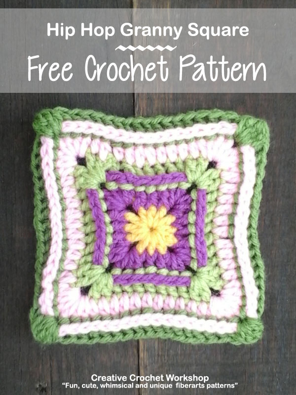 Hip Hop Granny Square - Free Crochet Pattern | Creative Crochet Workshop @creativecrochetworkshop |American Crochet @americancrochet #grannysquare #freecrochetpattern #groovygrannysquarecal