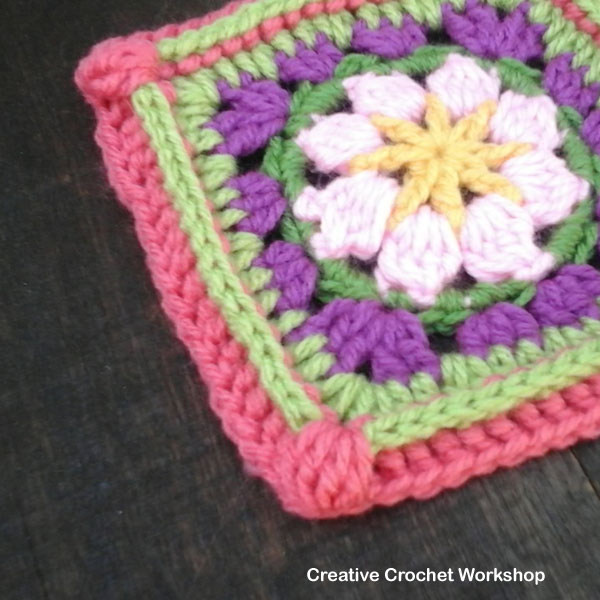 Wildflower Granny Square - Free Crochet Pattern | Creative Crochet Workshop @creativecrochetworkshop |American Crochet @americancrochet #grannysquare #freecrochetpattern #groovygrannysquarecal