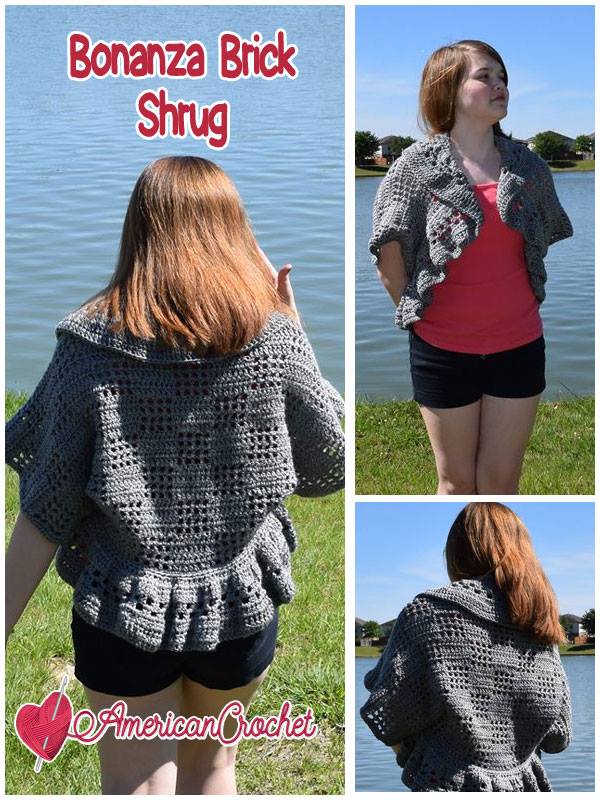 Bonanza Brick Shrug | Free Crochet Pattern | American Crochet @americancrochet.com #freecrochetpattern