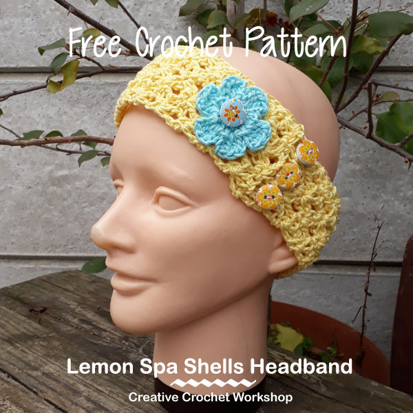 Lemon Spa Shells Headband - Free Crochet Pattern | American Crochet @creativecrochetworkshop #crochet #freecrochetpattern #spacrochetgiftalong