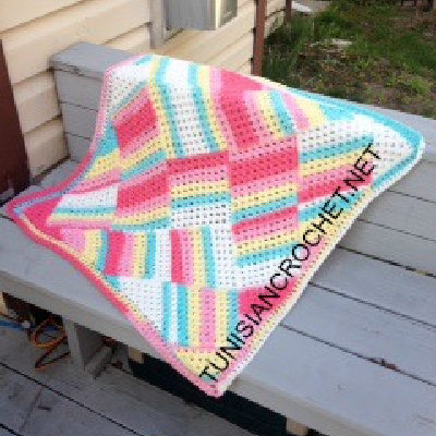 Tutti Frutti Baby Blanket | Tunisian Entrelac Crochet | Free Pattern