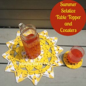 Summer Solstice Table Topper and Coasters | Free Crochet Pattern | American Crochet @americancrochet.com @tunisiancrochetchick.net #contributorpost #freecrochetpattern