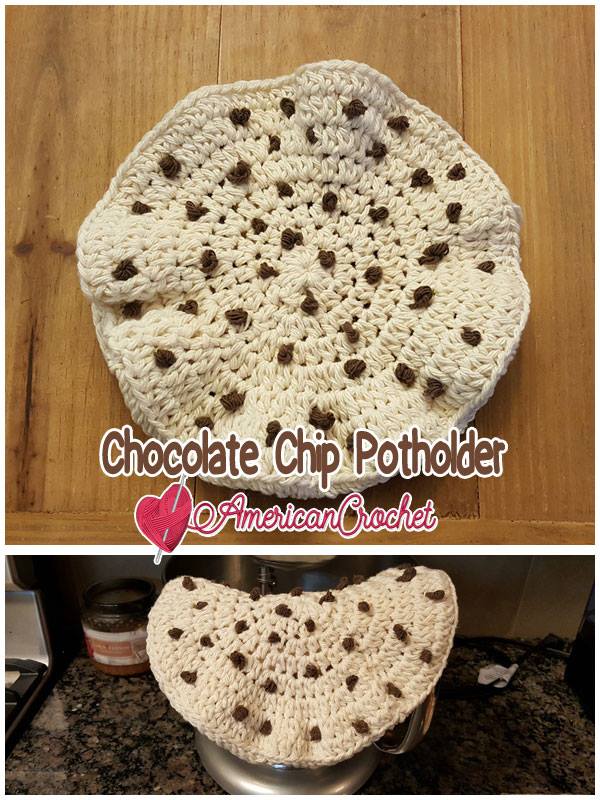 Chocolate Chip Cookie Potholder | Free Crochet Pattern | American Crochet @americancrochet #freecrochetpattern