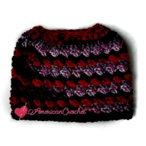 Everyday Kisses Messy Bun Hat | American Crochet @americancrochet.com