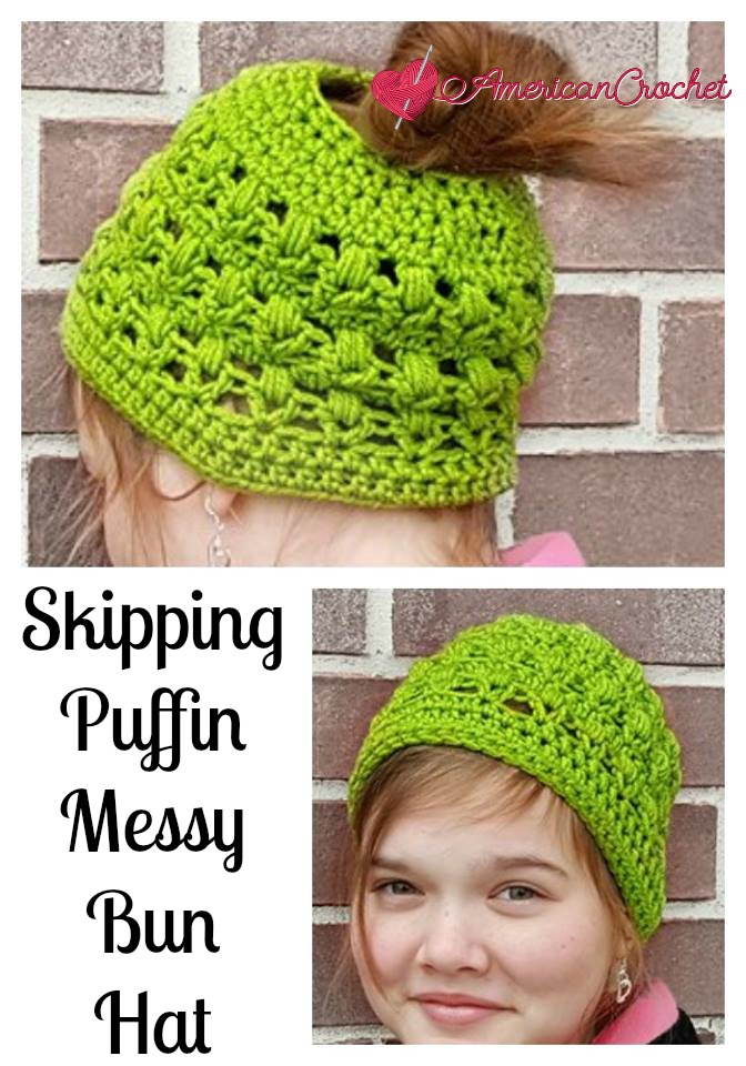 Skipping Puffin Messy Bun Hat