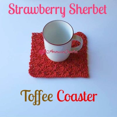 Strawberry Sherbet Toffee Free Crochet Coaster Pattern