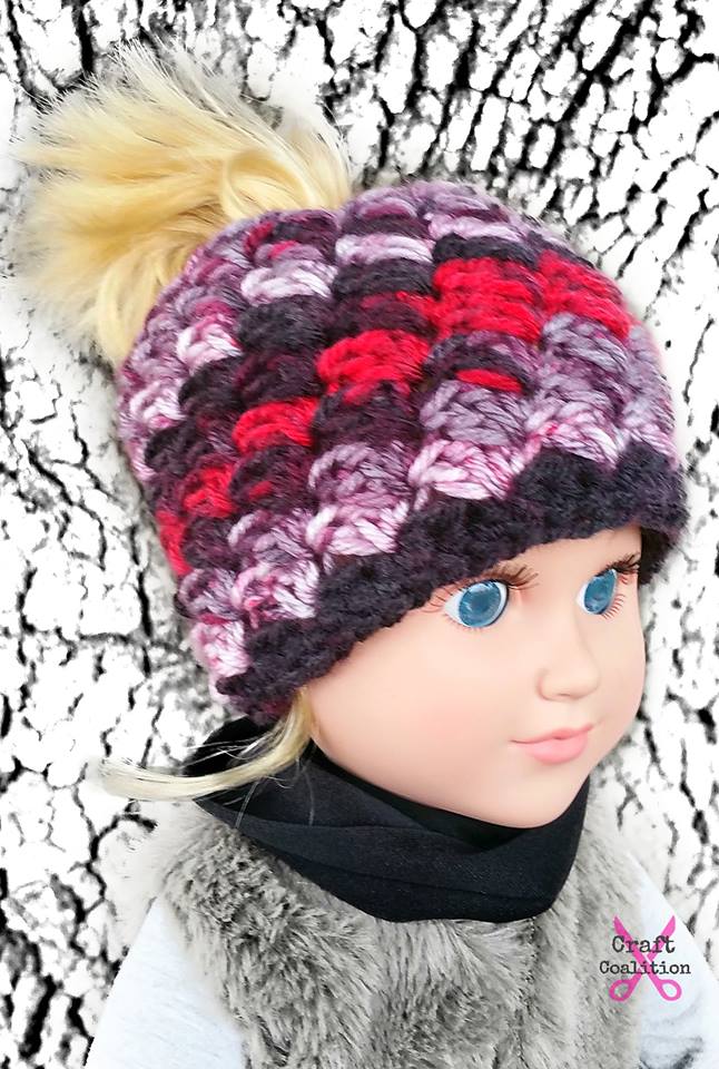 My Dolly Everyday Kisses Messy Bun Hat | Crochet Pattern | American Crochet @americancrochet.com #crochetpattern