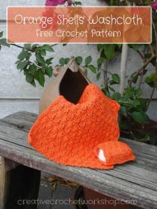 Orange Shells Washlcoth | Free Crochet Pattern | Creative Crochet Workshop @creativecrochetworkshop.com @americancrochet.com #freecrochetpattern