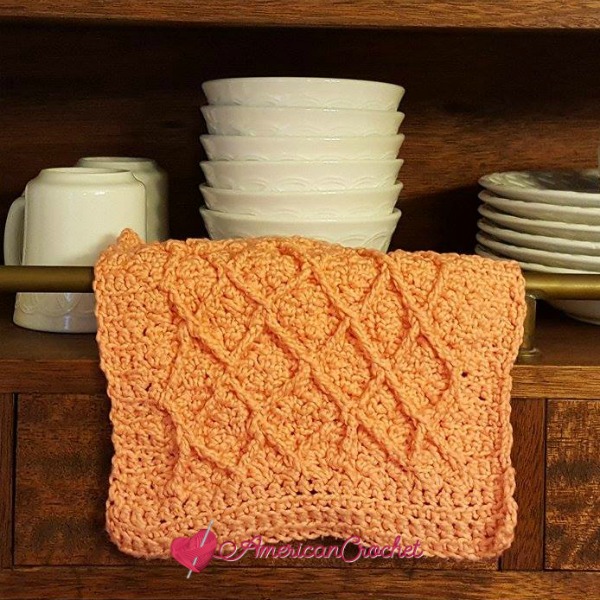 Diamond Seed Stitch Dishcloth Diamond Seed Stitch Dishcloth | Crochet Pattern | American Crochet @americancrochet.com #crochetpattern