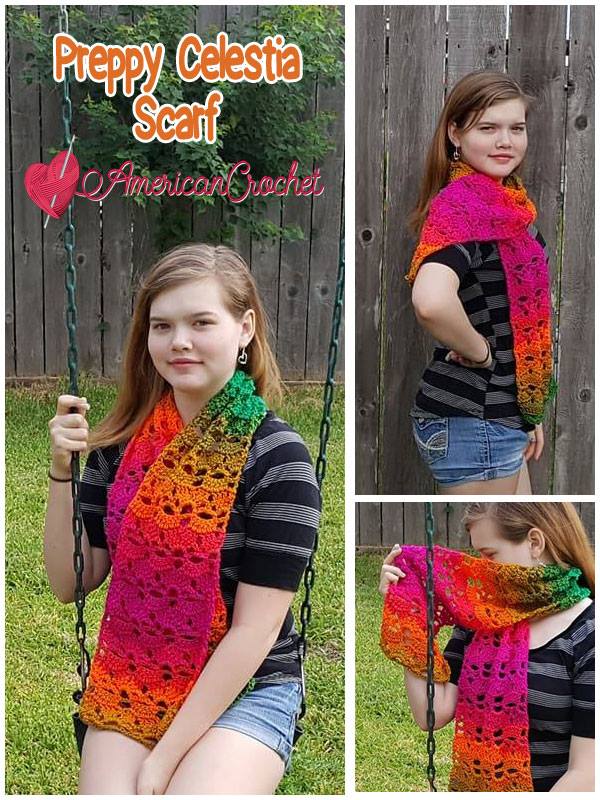 Preppy Celestia Scarf | Free Crochet Pattern | American Crochet @americancrochet.com #freecrochetpattern
