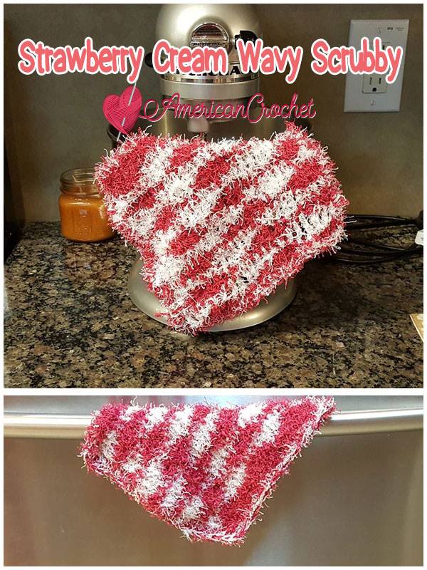 Strawberry Cream Wavy Scrubby | Free Crochet Pattern | American Crochet @americancrochet.com #freecrochetpattern