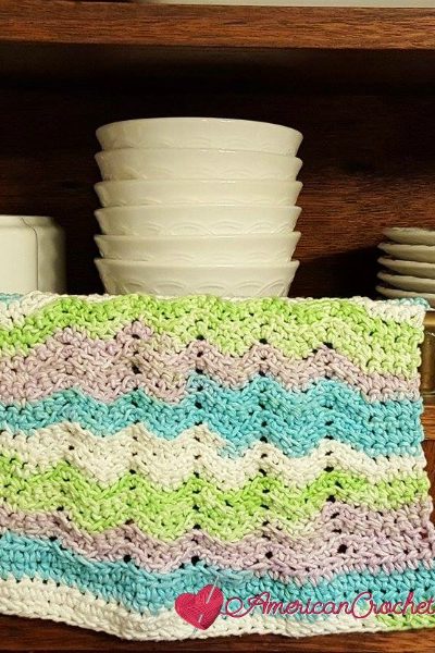 Sugar Rainbow Wave Dishcloth free crochet pattern