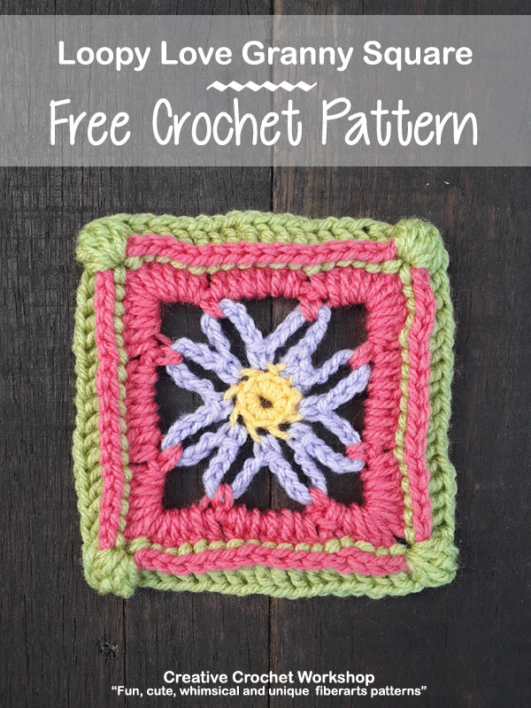 Loopy Love Granny Square - Free Crochet Pattern | Creative Crochet Workshop @creativecrochetworkshop | American Crochet @americancrochet #grannysquare #freecrochetpattern #groovygrannysquarecal