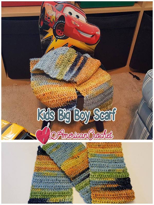 Kids Big Boy Scarf | Free Crochet Pattern | American Crochet @americancrochet.com #freecrochetpattern