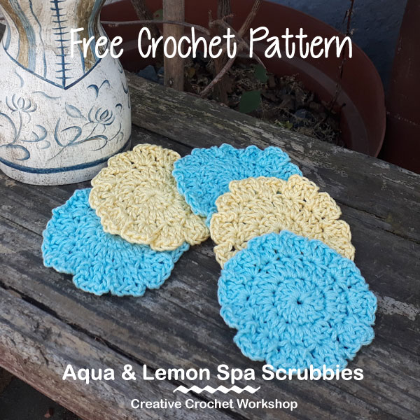 Aqua & Lemon Spa Scrubbies - Free Crochet Pattern | American Crochet @creativecrochetworkshop #crochet #freecrochetpattern #spacrochetgiftalong