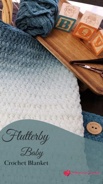 Flutterby Baby Blanket | Crochet Pattern | American Crochet | Pinterest Image
