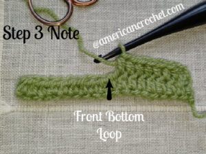 Front Bottom Loop Half Double Crochet | American Crochet @americancrochet.com