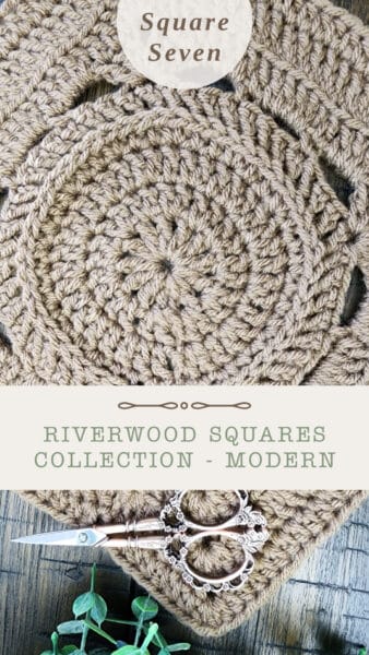 Pedigo Square crochet pattern – a 9-inch textured crochet block featuring herringbone double crochet in the third loop and back loop stitches. Part of the Riverwood Square CAL 2025, this square adds depth and dimension to blankets, pillows, and other crochet projects. Save this pin and join the crochet-along!