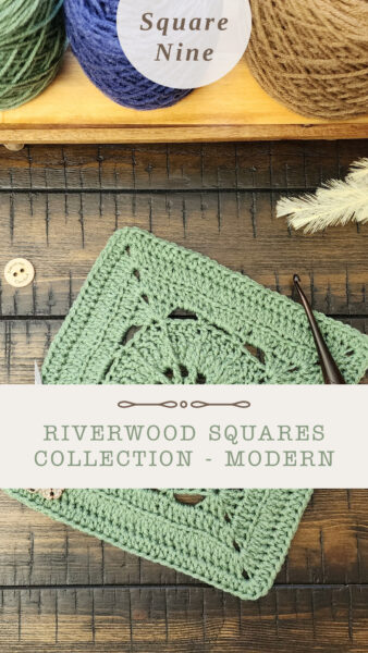Oyster Square crochet pattern – a 9-inch crochet block featuring back loop only, front post, and back post stitches for a beautifully textured design. Part of the Riverwood Square CAL 2025, this modern square is perfect for blankets, home decor, and more. Save this pin and join the crochet-along!